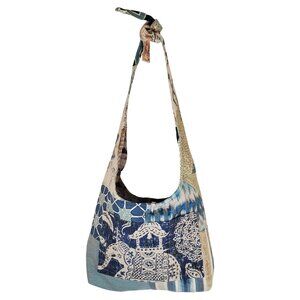 Reversable Multi-Colored Geo Pattern/Elephant Hobo Bag Shoulder Purse Tote